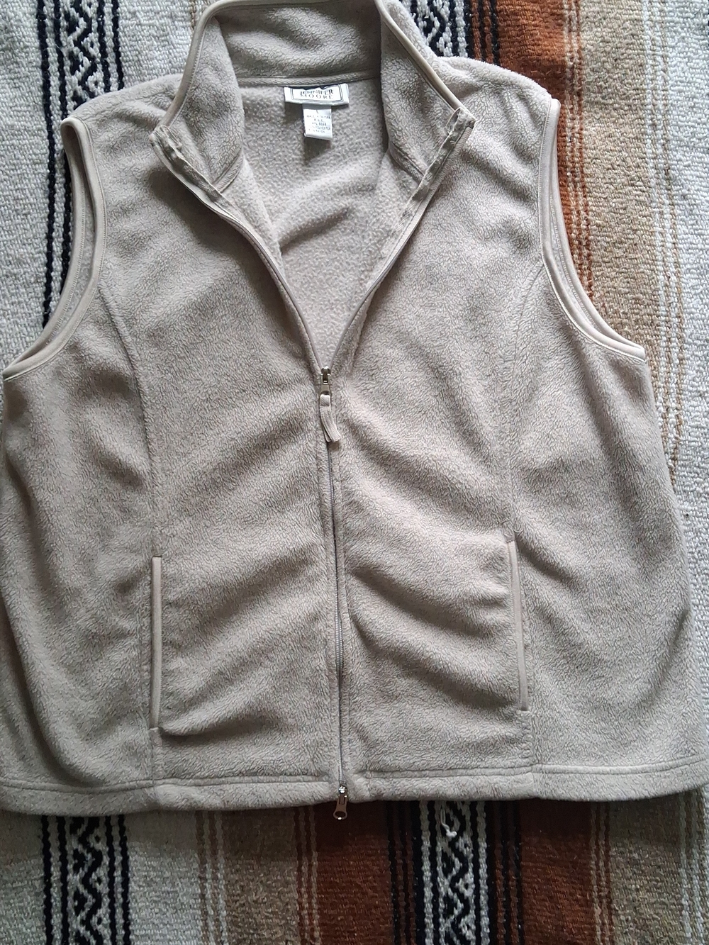 Jennifer Moore Light Taupe Fleece Zip-Up Vest